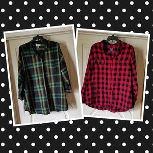 2 Fall Plaid / buffalo plaid Boyfriend Flannels 3x